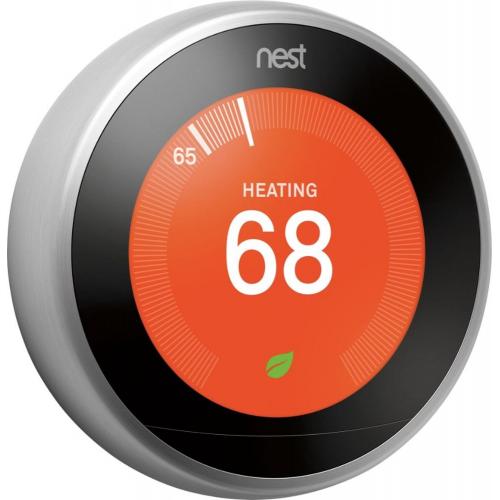 Google Nest Learning Thermostat 3rd Gen Stainless Steel   Wireless   Auto Schedule Capability   Easy Insallation 