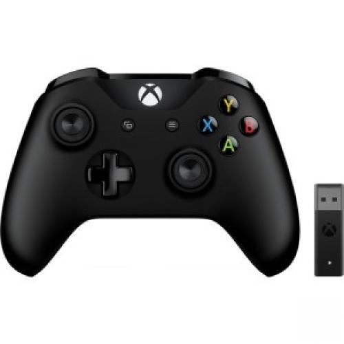 Microsoft Xbox Controller Black + Wireless Adapter for Windows 10 - Wireless - Bluetooth - USB Adapter Included - PC, Xbox One S, Xbox One X, Xbox One, Tablet, Mac - 19.69 ft Operating Range
