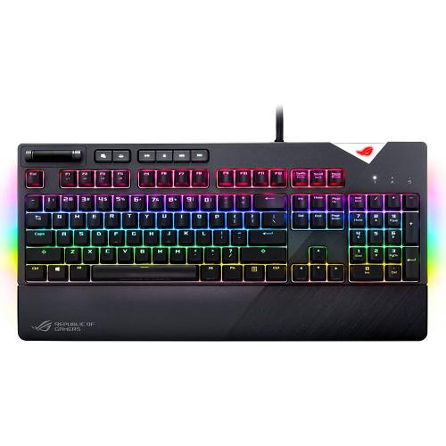 Asus ROG Strix Flare Gaming Keyboard Grey  -  Wired USB Connectivity - Detachable soft-touch wrist rest - Aura Sync back-lighting - Customizable Illuminated badge - Strix Flare Cherry MX RGB switches