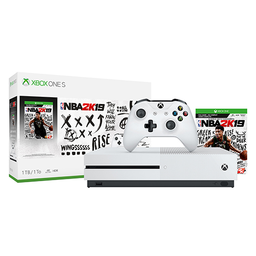 Xbox One S 1TB NBA 2K19 Bundle - Digital download of NBA 2K19 included - White Controller & Xbox One S included - Custom AMD Octa-core CPU - 8GB RAM 1TB HD - 4K Blu-ray & Streaming