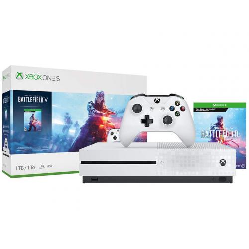 Xbox One S 1TB Battlefield V Bundle - Battlefield V Deluxe Edition included - White Controller & Xbox One S included - Custom AMD Octa-core CPU - 8GB RAM 1TB HD - 4K Blu-ray & Streaming - AMD Radeon Graphics Core Next