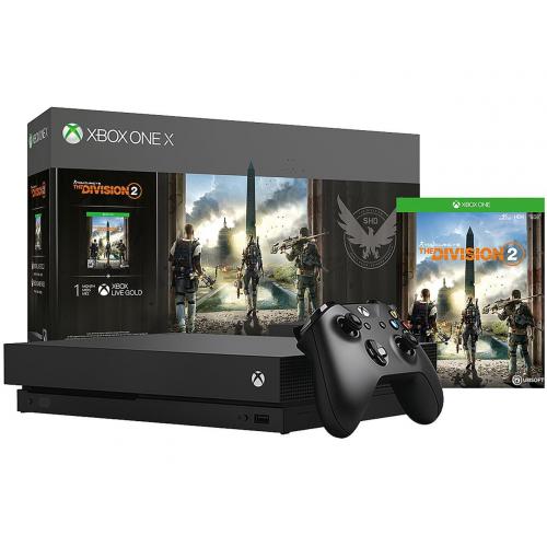 Xbox One X 1TB Tom Clancy's The Division 2 Console Bundle - Black Xbox One X & Controller - Tom Clancy's The Division 2 game - 8GB Flash memory - 12GB RAM 1TB HDD - Custom AMD Octa-core CPU