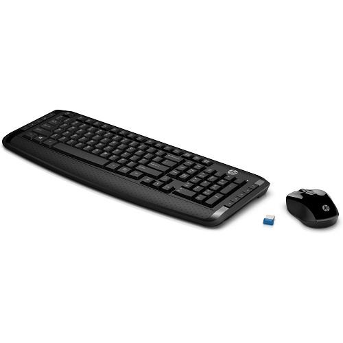 HP Wireless Keyboard and Mouse 300 - Wireless convenience - One receiver does it all - Quick access shortcuts - Keyboard and Mouse combo - 1600 dpi Movement Resolution