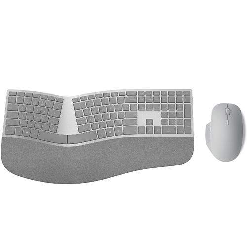 Microsoft Surface Ergonomic Keyboard + Surface Precision Mouse - Gray Surface Keyboard included - Gray Surface Precision Mouse - Bluetooth or USB connectivity for Mouse - Ergonomic scroll wheel design for Mouse - QWERTY Key layout