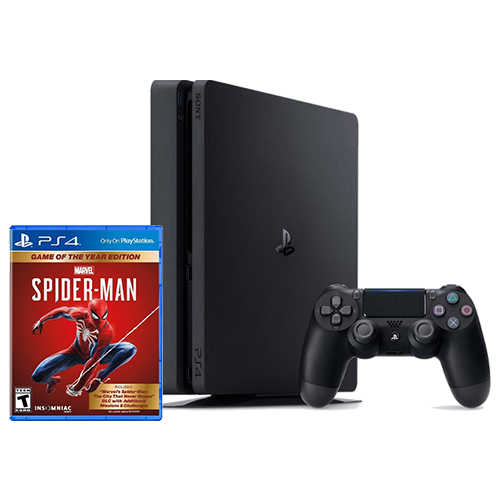 PlayStation 4 Slim 1TB Black Console + Marvel's Spider-Man: Game of The Year Edition PS4