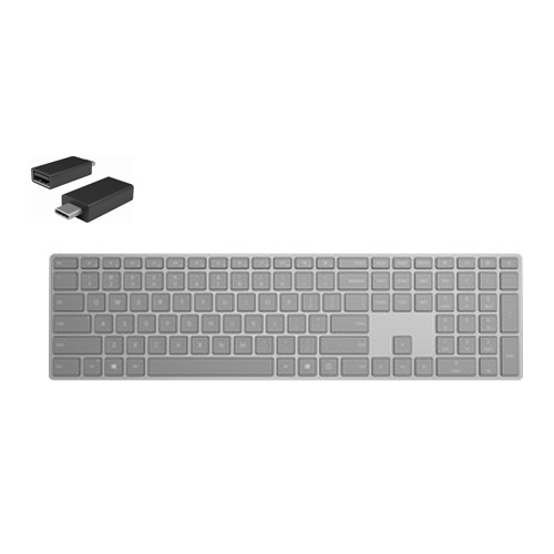 Surface Keyboard Gray + Surface USB-C to USB 3.0 Adapter - Wireless Bluetooth Connectivity - Compatible w/ all Surface models w/ USB-C - Connect Flash-drives, keyboards, & accessories - QWERTY Key Layout - Sleek & Simple Design