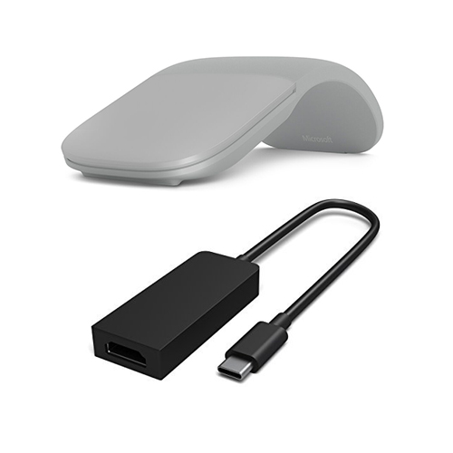Surface USB-C to HDMI Adapter Black + Surface Arc Touch Mouse Platinum - Compatible w/ Surface Book 2 only for adapter - Bluetooth Connectivity for Mouse - Innovative full scroll plane - HDMI 2.0 compatible - 4K-ready active format adapter