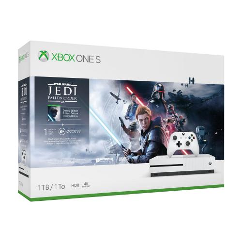Xbox One S 1TB Star Wars Jedi Console Bundle - Digital download of Star Wars Jedi game - White Controller & Xbox One S Console - 8GB RAM 1TB HDD - Custom AMD Octa-core CPU - 4K Blu-ray & Streaming