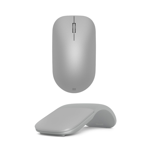 Surface Arc Touch Mouse Platinum+Surface Mouse Gray - Bluetooth Connectivity - Scroll Wheel Mouse - Ultra-slim & Lightweight Arc Mouse - Symmetrical Design
