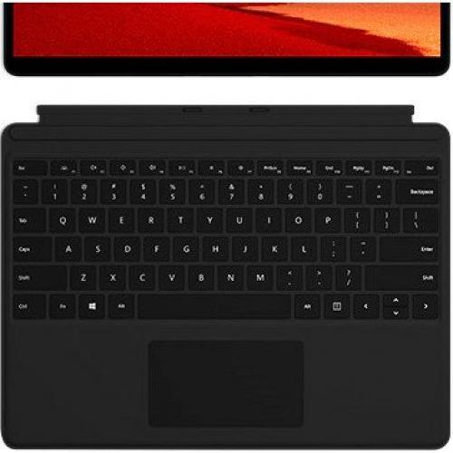 Microsoft Surface Pro X Keyboard Black Alcantara   Pair W/ Surface Pro X And Surface Pro 8   Wireless Connectivity   Large Glass Trackpad   Performs Like A Full, Traditional Laptop   LED Backlighting   Adjusts To Virtually Any Angle 