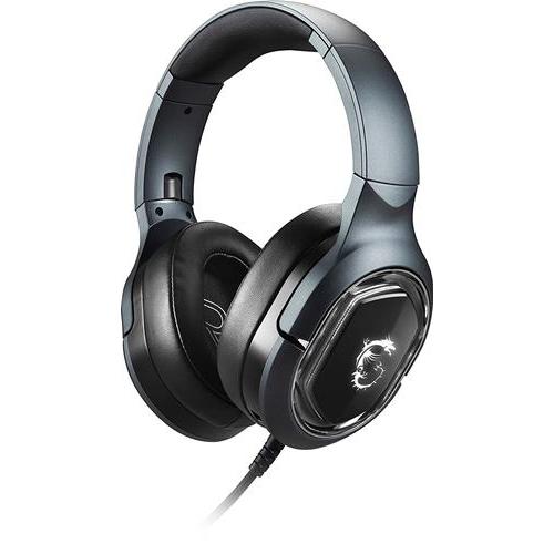 MSI IMMERSE GH50 Gaming Headset - Stereo Sound Mode - 2.0 USB wired connector - 20 kHZ maximum frequency response - Sturdy metal construction and fold-able headband design - Detachable microphone - Carry pouch included