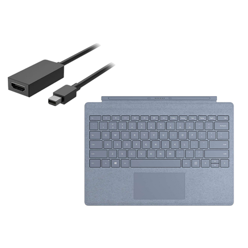 Microsoft Surface Mini DisplayPort to HDMI 2.0 Adapter Black + Surface Pro Signature Type Cover Ice Blue