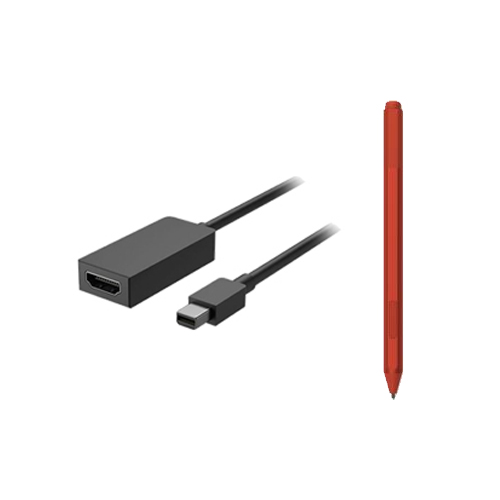 Microsoft Surface Mini DisplayPort to HDMI 2.0 Adapter Black + Surface Pen Poppy Red