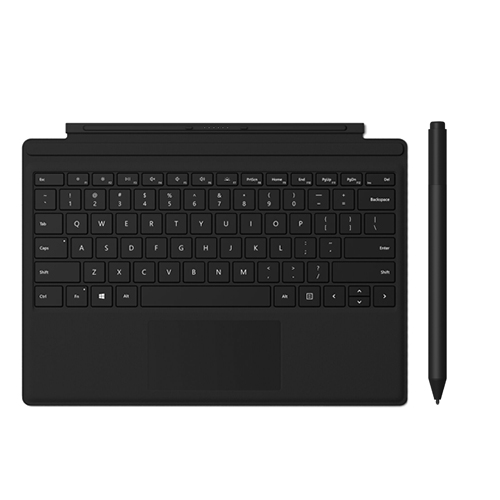 Microsoft Surface Pro Type Cover Black + Microsoft Surface Pen Charcoal - Keyboard compatible w/ select Surface Pro - 4,096 Pressure Points for Pen - Large Glass Trackpad - Backlit Keyboard for Low-Light Usage - Tilt Support to shade your drawings