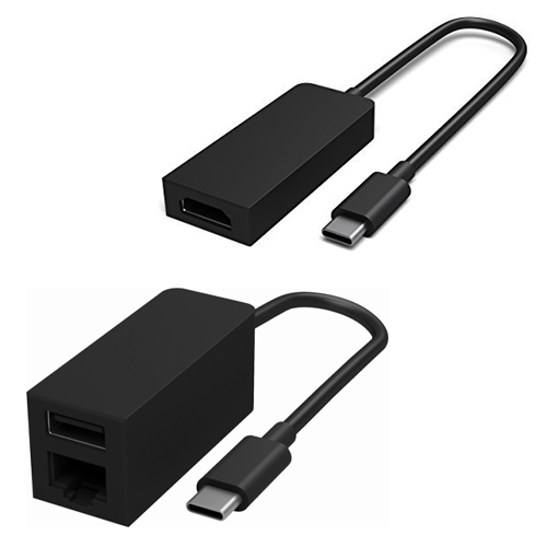 Microsoft Surface USB-C to HDMI Adapter Black + Microsoft Surface USB-C the Ethernet/USB 3.0 Adapter
