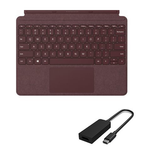 Microsoft Surface USB-C to HDMI Adapter Black + Microsoft Surface Go Signature Type Cover Burgundy