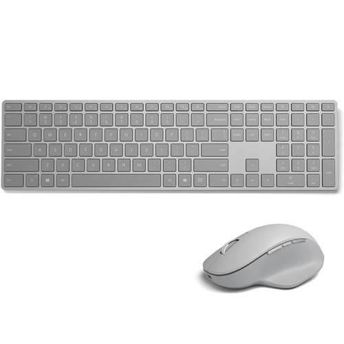 Microsoft Surface Keyboard Gray + Microsoft Surface Precision Mouse Gray - Wireless Bluetooth Connectivity - QWERTY Key Layout - Keyboard Compatible with Smartphone - Scroll Wheel - Ergonomic Design - Gray