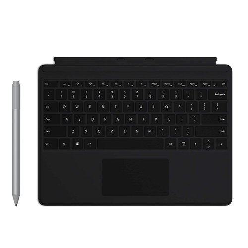 Microsoft Surface Pen Platinum+Surface Pro X Keyboard Black Alcantara - Bluetooth 4.0 Connectivity - Performs like a full, traditional Keyboard - Tilt Support to shade your drawings - Large glass trackpad - Adjusts to virtually any angle