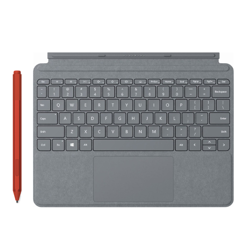 Microsoft Surface Go Signature Type Cover Platinum + Surface Pen Poppy Red - Bluetooth 4.0 Connectivity - 4,096 pressure points - Tilt Support to shade your drawings - A full keyboard experience - Made w/ Alcantara material