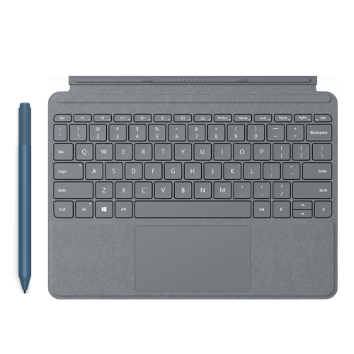 Microsoft Surface Go Signature Type Cover Platinum + Surface Pen Ice Blue - Bluetooth 4.0 Connectivity - 4,096 Pressure Points for Pen - Tilt Support to shade your drawings - A full keyboard experience - Made w/ Alcantara material
