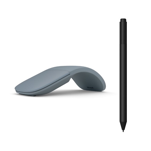 Microsoft Surface Arc Touch Mouse Ice Blue+Surface Pen Charcoal - Bluetooth Connectivity - 4,096 Pressure Points for Pen - Innovative full scroll plane - Rubber eraser rubs away mistakes easily - Ultra-slim & lightweight