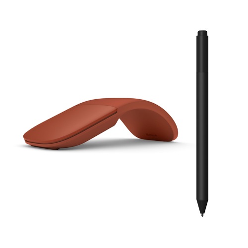 Microsoft Surface Arc Touch Mouse Poppy Red+Surface Pen Charcoal - Bluetooth Connectivity - 4,096 Pressure Points for Pen - Innovative full scroll plane - Writes like pen on paper - Ultra-slim & lightweight