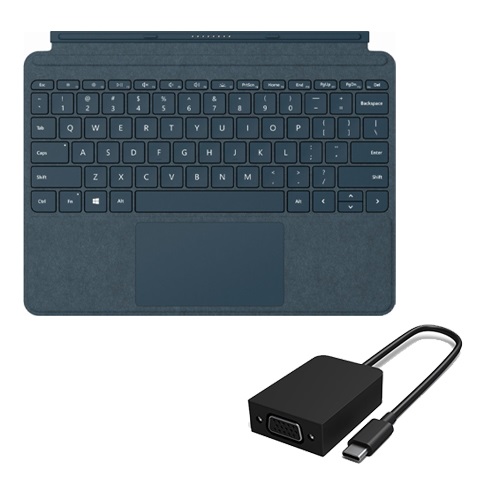 Microsoft Surface Go Signature Type Cover Cobalt Blue+Surface USB-C to VGA Adapter Black