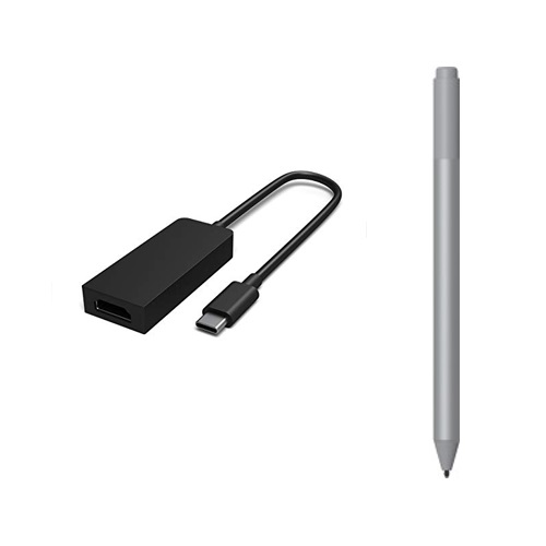Microsoft Surface Pen Platinum+Surface USB-C to DisplayPort Adapter - Bluetooth 4.0 Connectivity for Pen - Up to 5 Gb/s Data Transfer Speeds - 1 x USB 3.1 Gen 1 Type-C Port- Male - 1 x DisplayPort- Female - Rubber eraser rubs away mistakes easily