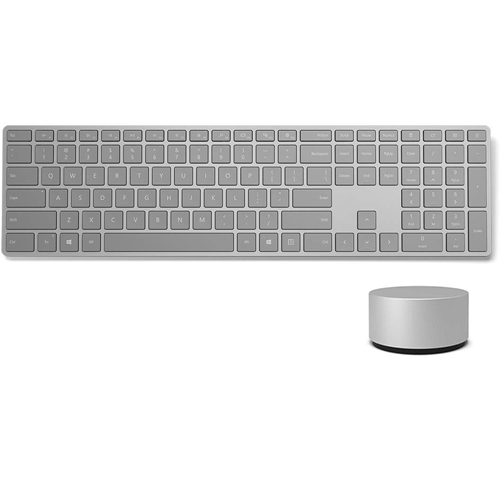 Microsoft Surface Keyboard Gray + Surface Dial 3D Input Device Magnesium - Wireless Connectivity - Bluetooth Connectivity - QWERTY Key layout - Sleek & Simple Design - Dial works/ Studio, Book, & Pro