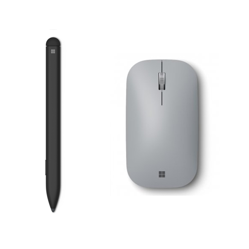 Microsoft Surface Mobile Mouse Platinum + Surface Slim Pen Black - Wireless Mouse Connectivity - Seamless Scrolling w/ mouse - Light and Portable - Slim Pen rechargeable & easy to hold profile - Eraser on the tail end rubs away your mistakes