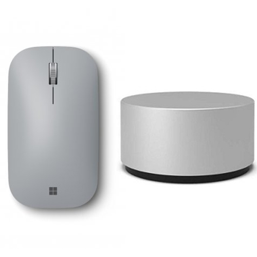 Microsoft Surface Mobile Mouse Platinum + Surface Dial 3D Input Device Magnesium - Wireless Connectivity - Bluetooth Connectivity - Seamless scrolling with Mobile Mouse - Surface Dial Works directly on screen w/ Surface Studio