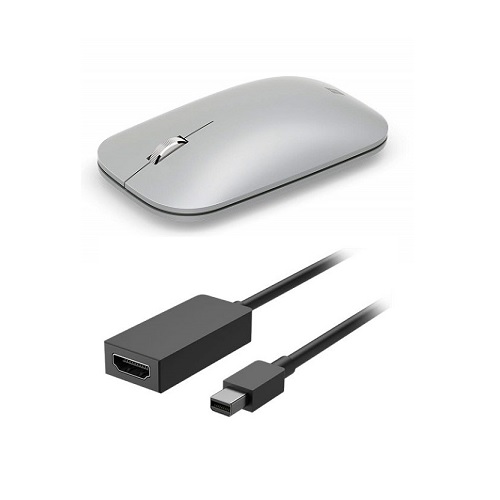 Microsoft Surface Mobile Mouse Platinum + Surface Mini DisplayPort to HDMI 2.0 Adapter Black