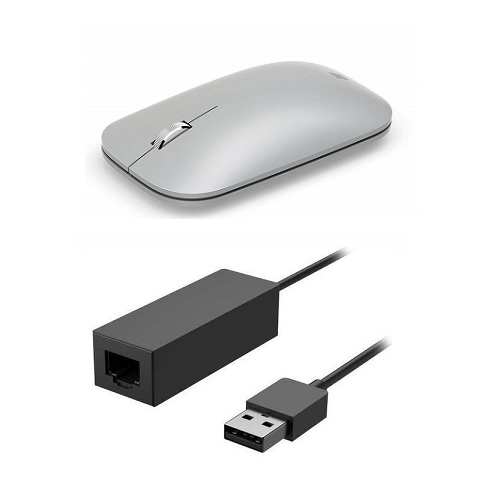 Microsoft Surface Mobile Mouse Platinum + Surface USB 3.0 Gigabit Ethernet Adapter