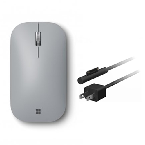 Microsoft Surface Mobile Mouse Platinum+Microsoft Surface 24W Power Supply - Bluetooth Connectivity for Mouse - 24W Power Supply for Surface Go - Seamless scrolling - Mouse is BlueTrack enabled - Input Voltage Range of 15 V