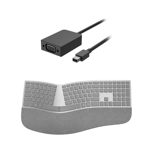 Microsoft Surface Ergonomic Keyboard Gray + Mini DisplayPort to VGA Adapter Black