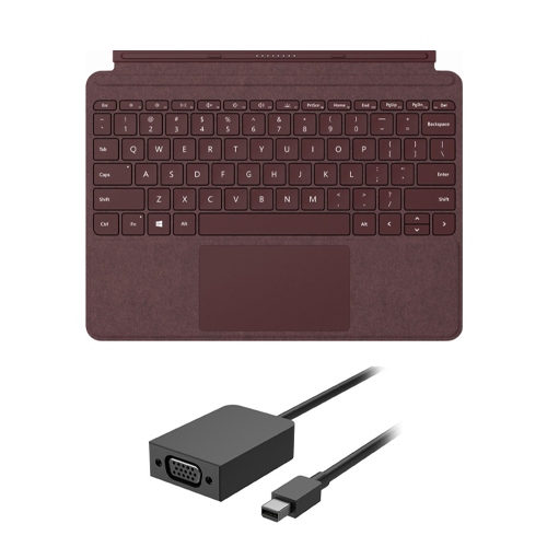Microsoft Surface Go Signature Type Cover Burgundy+Surface Mini DisplayPort to VGA Adapter Black