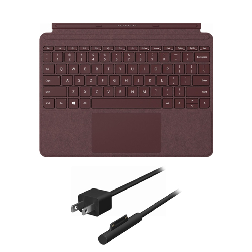 Microsoft Surface Go Signature Type Cover Burgundy+Surface 24W Power Supply - Pair w/ Surface Go - A full keyboard experience - Made w/ Alcantara material - 24 W Power Supply Designed for Microsoft Surface Go - Input Voltage Range of 15 V