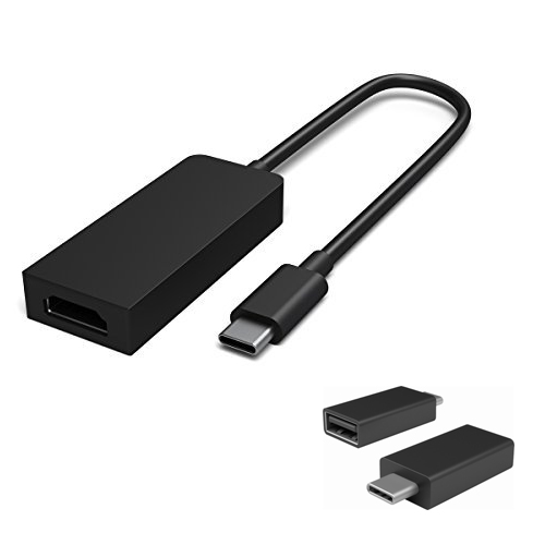 Microsoft Surface USB-C to HDMI Adapter Black + Surface USB-C to USB 3.0 Adapter - HDMI 2.0 compatible - 4K-ready active format adapter - Supports AMD Eyefinity - Supports NVIDIA - Connect Flashdrives, keyboards, & other accessories