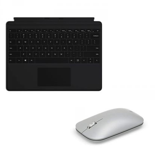Microsoft Surface Pro X Keyboard Black Alcantara+Surface Mobile Mouse Platinum - Wireless Connectivity - Large glass trackpad - LED backlighting - Bluetooth - Seamless scrolling - BlueTrack enabled
