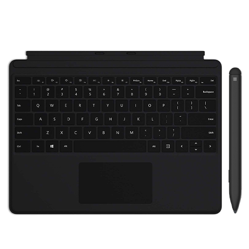 Microsoft Surface Pro X Keyboard Black Alcantara+Surface Slim Pen Black - Large glass trackpad - LED backlighting - Rechargeable & easy to hold profile - Writes like pen on paper w/ precision inking tip