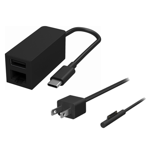 Microsoft Surface 65W Power Supply+Surface USB-C to Ethernet/USB 3.0 Adapter - Compatible with Microsoft Surface Pro of Surface Book - 65W Power Supply - 2 Device Design - RJ45 Connector End 2 - USB Type-C Connector End 1