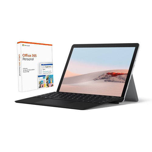 Microsoft Surface Go 2 10.5" Intel Pentium Gold 4GB RAM 64GB eMMC Platinum + Surface Go Type Cover Black + Office 365 Personal 1 Year