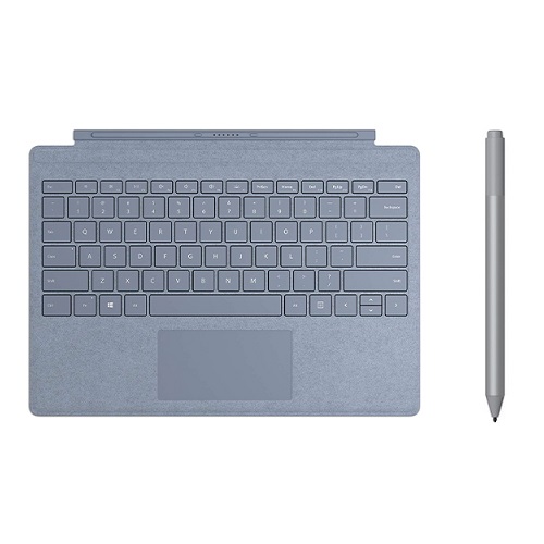 Microsoft Surface Pro Signature Type Cover Ice Blue+Surface Pen Platinum - Full keyboard experience - Large trackpad for precise control - Optimum key spacing for fast typing - Enhanced Magnetic stability - Bluetooth 4.0 - 4,096 pressure points