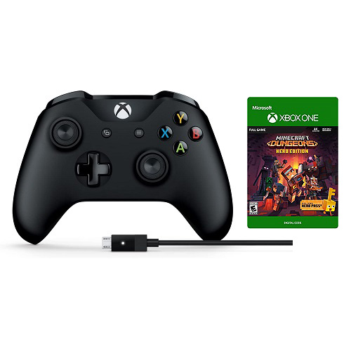 Xbox Wireless Controller & Cable for Windows+Minecraft Dungeons Hero Edition Xbox One (Digital Download)