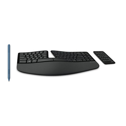 Microsoft Sculpt Ergonomic Keyboard Black + Surface Pen Ice Blue - Surface Pen Ice Blue Included - Wired USB Keyboard - Cushioned Palm Rest on Keyboard - Tilt the Pen tip to shade your drawings - Surface Pen writes like pen on paper