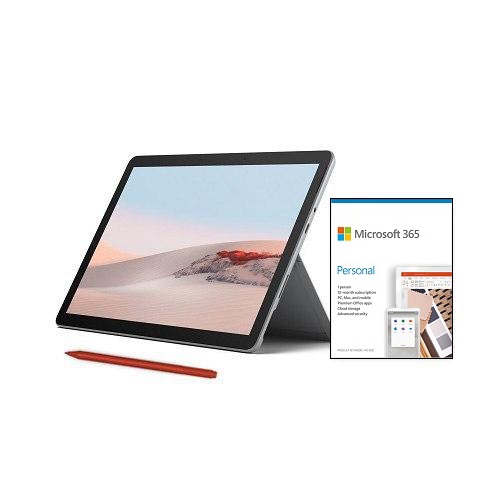 Microsoft Surface Go 2 VALUE BUNDLE 10.5" Intel Pentium Gold 8GB RAM 128GB SSD Platinum + Surface Pen PoppyRed +Microsoft 365 Personal 1 Yr For 1 User