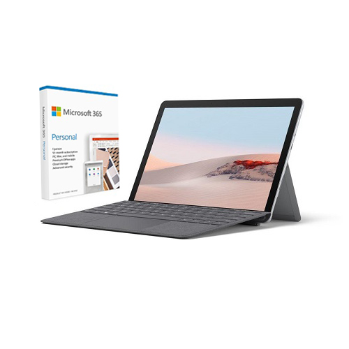 Microsoft Surface Go 2 VALUE BUNDLE 10.5" Intel Pentium Gold 4GB RAM 64GB eMMC Platinum+Surface Go Signature TypeCover Platinum+Microsoft 365 Personal 1 Yr For 1 User