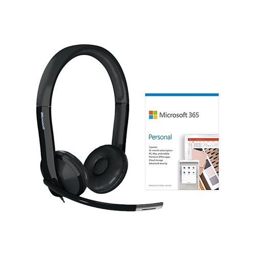 Microsoft LifeChat LX-6000 Headset + Microsoft 365 Personal 1 Year Subscription For 1 User