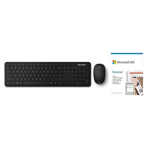 Microsoft Bluetooth Keyboard & Mouse Desktop Bundle + Microsoft 365 Personal 1 Year Subscription For 1 User