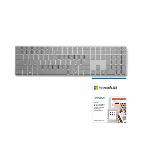 Microsoft Surface Keyboard Gray Microsoft 365 Personal 1 Year Subscription For 1 User - PC/Mac Keycard for Microsoft 365 Personal - Wireless - Bluetooth - Compatible w/ Smartphone - QWERTY Key layout - Sleek & simple design